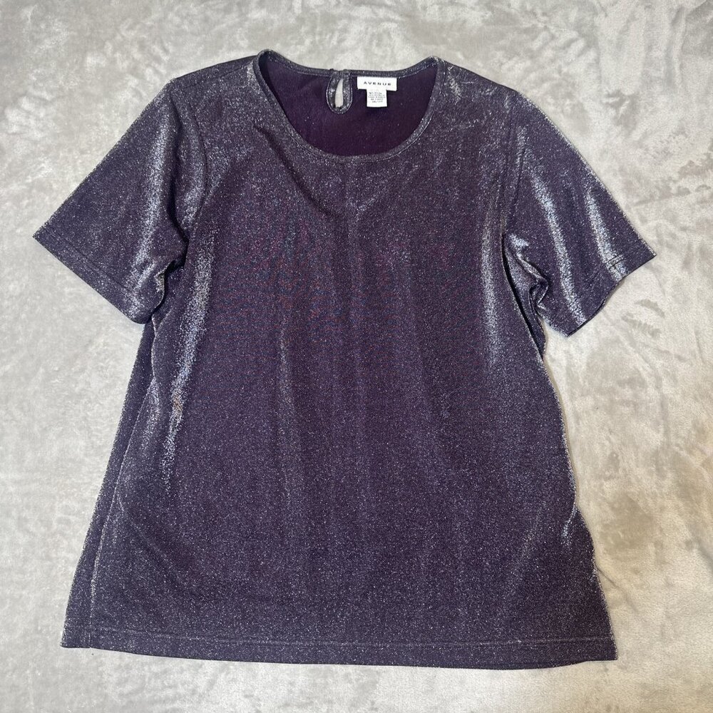 Women’s Avenue Metallic Top Purple Shimmer Size 18/20 - Picture 5 of 11